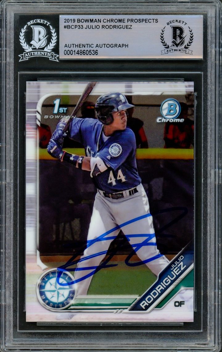 Julio Rodriguez Signed 2019 Bowman Chrome Prospects RC BCP33 Mariners Beckett