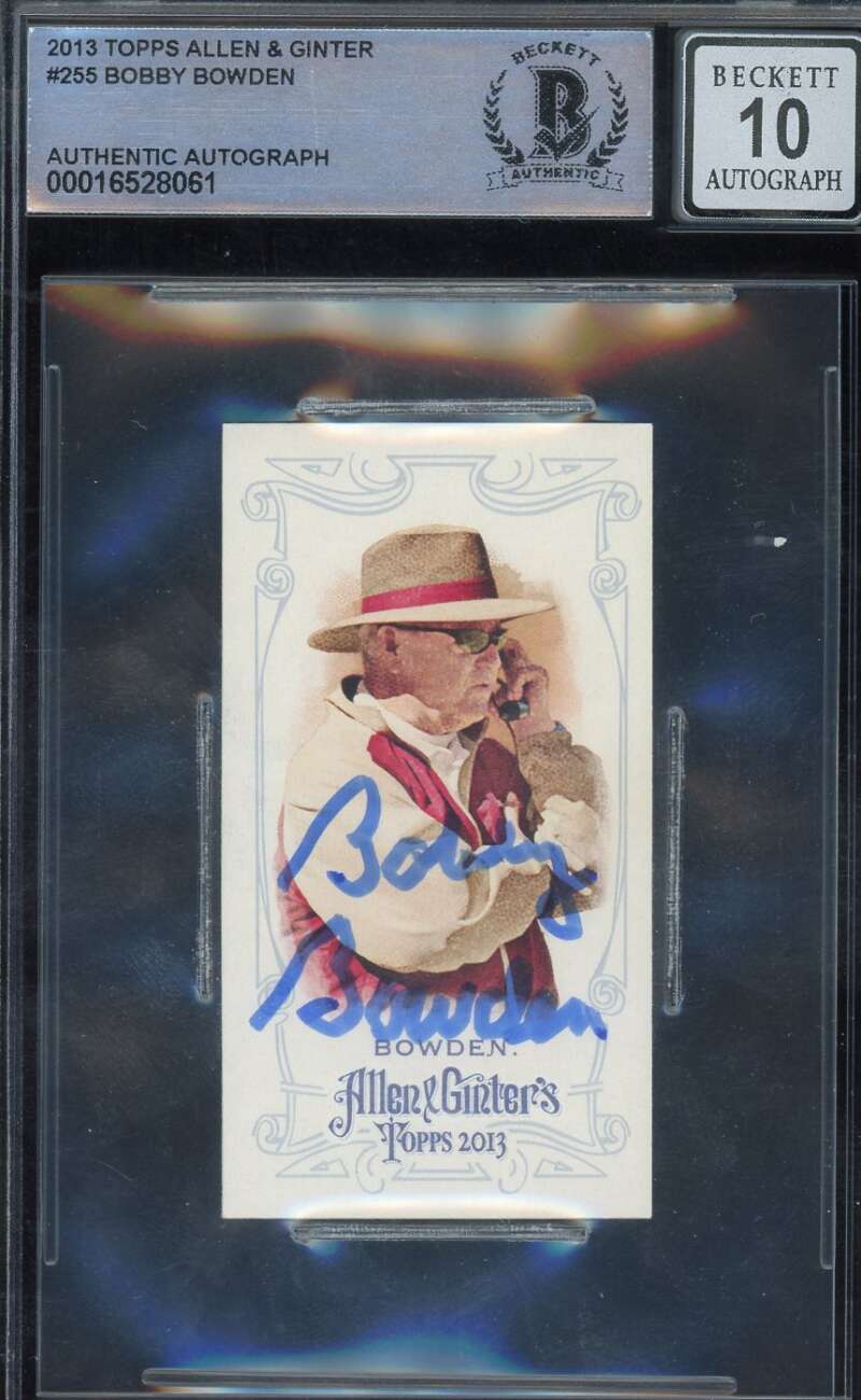 Bobby Bowden Gem Mint 10 Beckett BAS Signed 2013 Topps Allen and Ginter Mini Aut