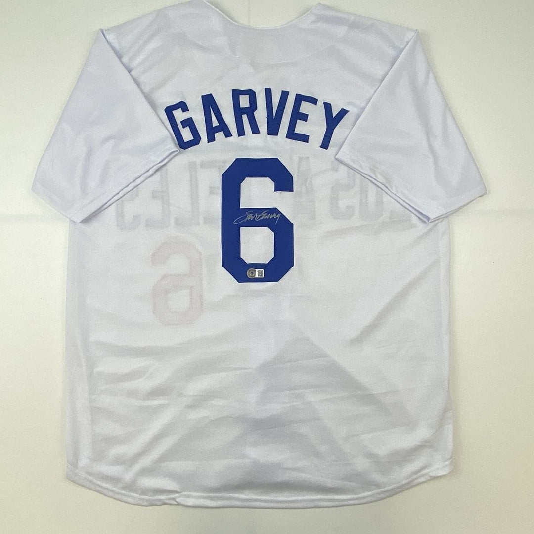 Autographed/Signed STEVE GARVEY Los Angeles White Jersey Beckett COA