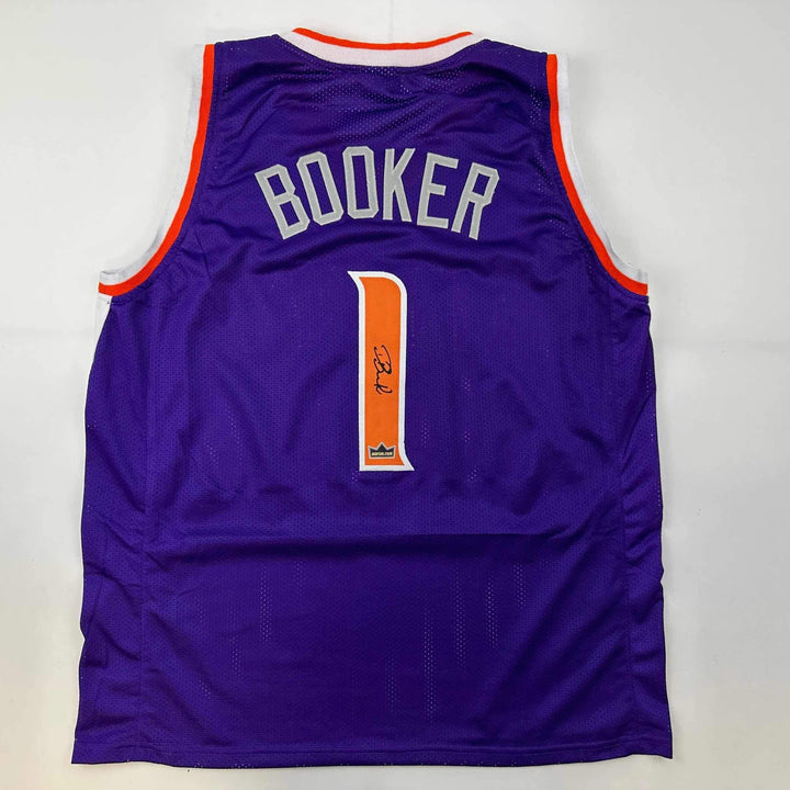 Facsimile Autographed Devin Booker Phoenix Purple Reprint Auto Jersey Men's XL