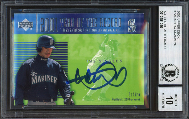 Ichiro Suzuki Signed 2002 Upper Deck Year of the Record Card 726 Auto 10 Beckett