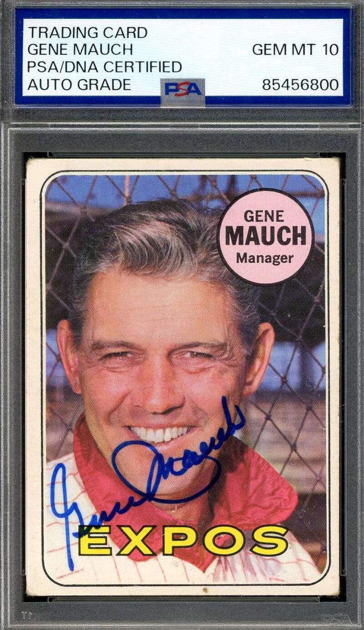 Gene Mauch Gem Mint 10 PSA DNA Signed 1969 Topps Autograph