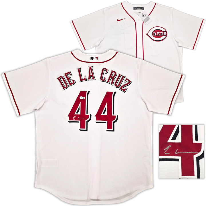 Cincinnati Reds Elly De La Cruz Signed White Nike Jersey Size XL Beckett Witness