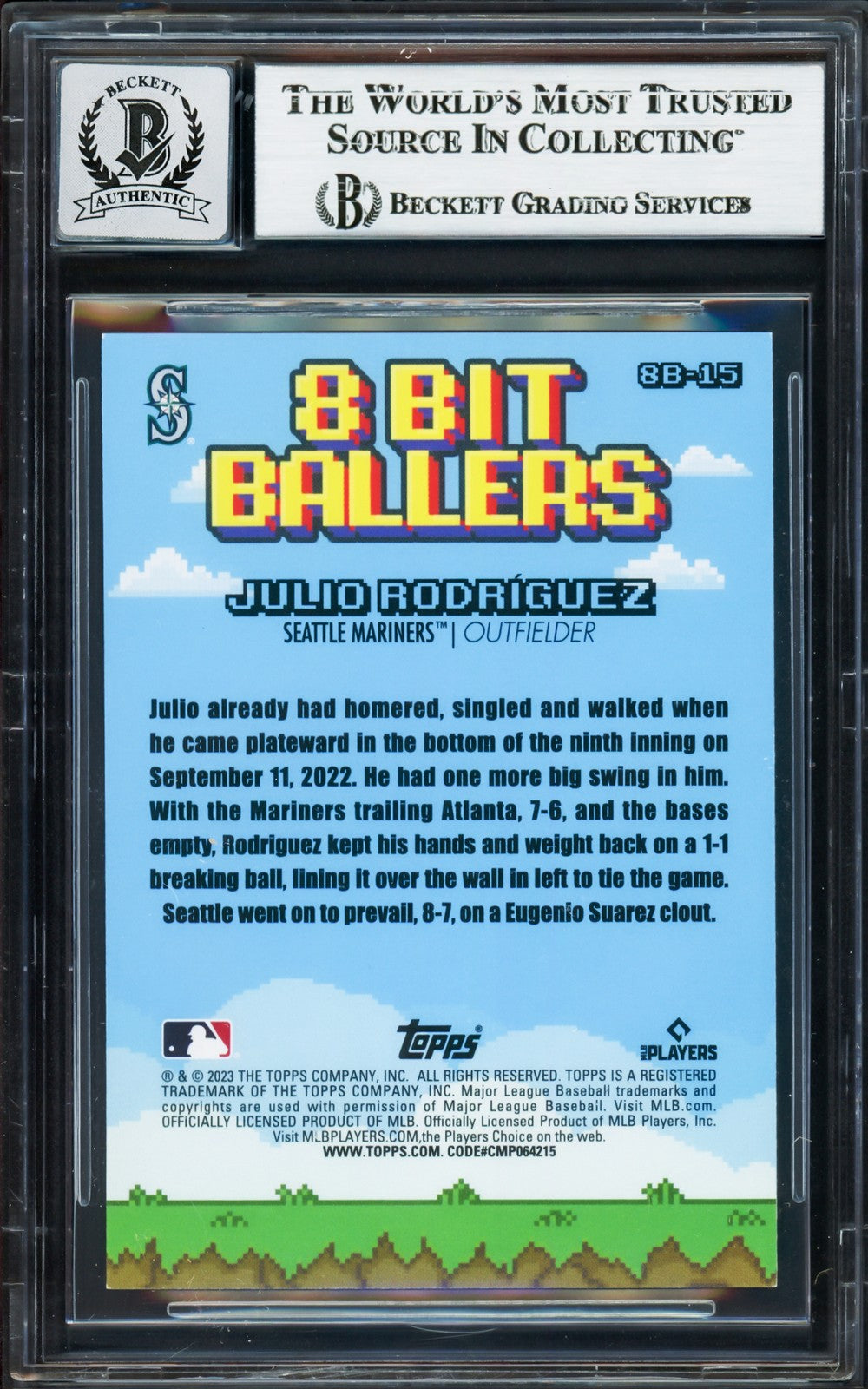 Julio Rodriguez Auto 2023 Topps Big League 8 Bit Ballers Card 8B-15 Sig 10 BAS