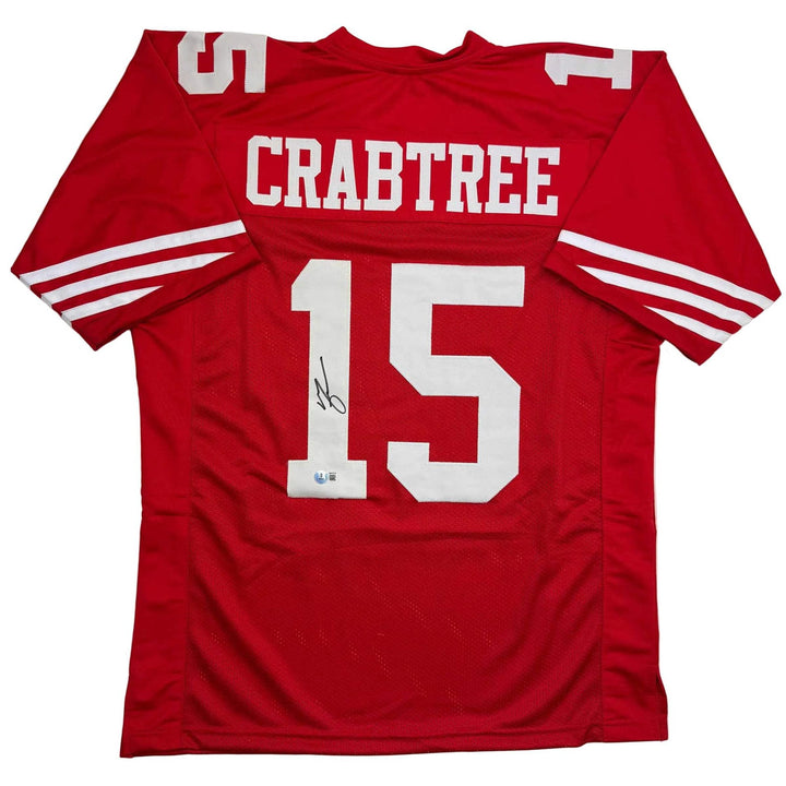 Autographed/Signed Michael Crabtree San Francisco Red Jersey Beckett BAS COA