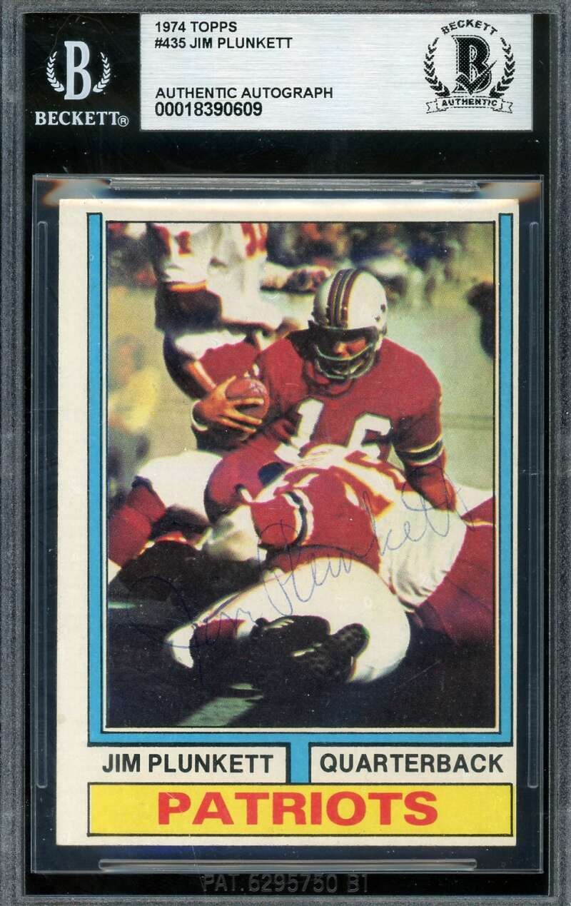 Jim Plunkett Beckett BAS Vintage Signed 1974 Topps Autograph