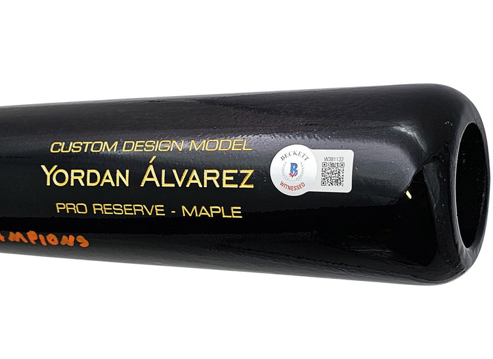 Yordan Alvarez Auto Black Victus Player Model Bat Astros 2022 WS Champs Beckett