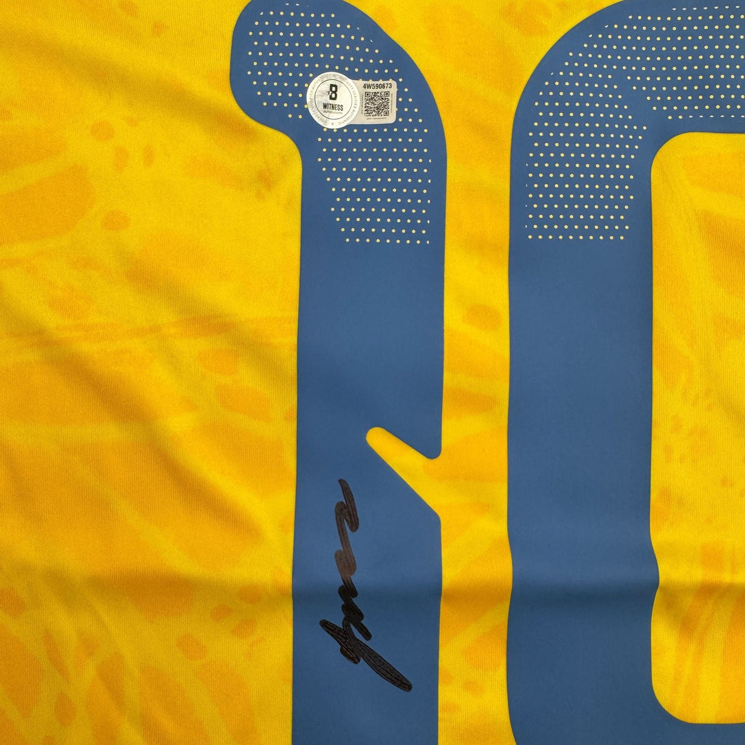 Autographed/Signed James Rodriguez Columbia Yellow Soccer Jersey Beckett BAS COA