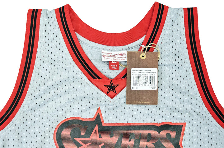 76ers Allen Iverson Auto Grey Auth Mitchell Ness 97 HWC Swingman Jersey XL BAS