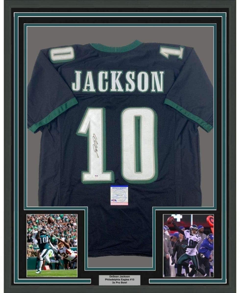 FRAMED Signed DESEAN JACKSON 35x39 Philadelphia Black Jersey PSA COA
