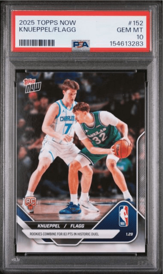 Graded 2025 Topps Now Kon Knueppel/Cooper Flagg #152 Rookie RC Card PSA 10