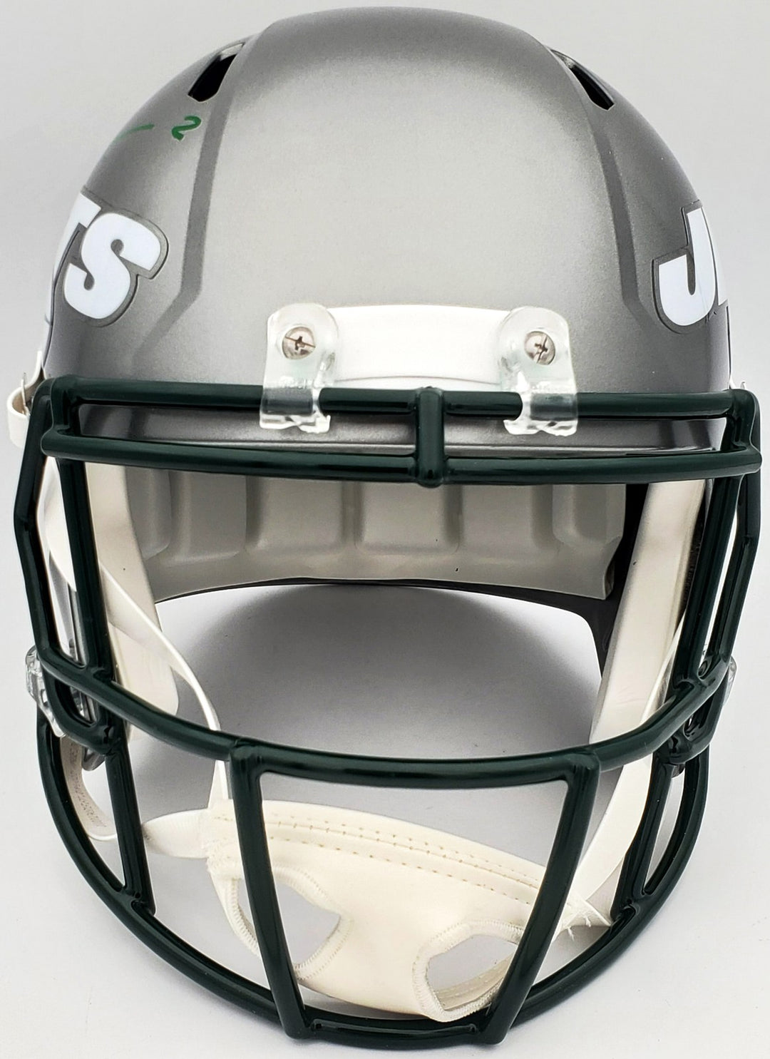 Zach Wilson Signed Jets Flash Silver Full Size Replica Speed Helmet Beckett