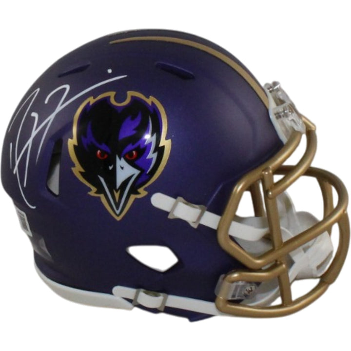 Ray Lewis Autographed Baltimore Ravens 24 Alt Mini Helmet Beckett WIT 55626