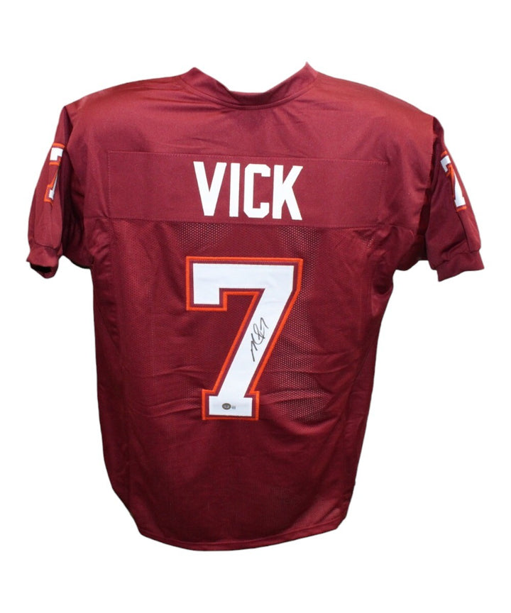 Michael Vick Autographed/Signed College Style Maroon Jersey Beckett 41177