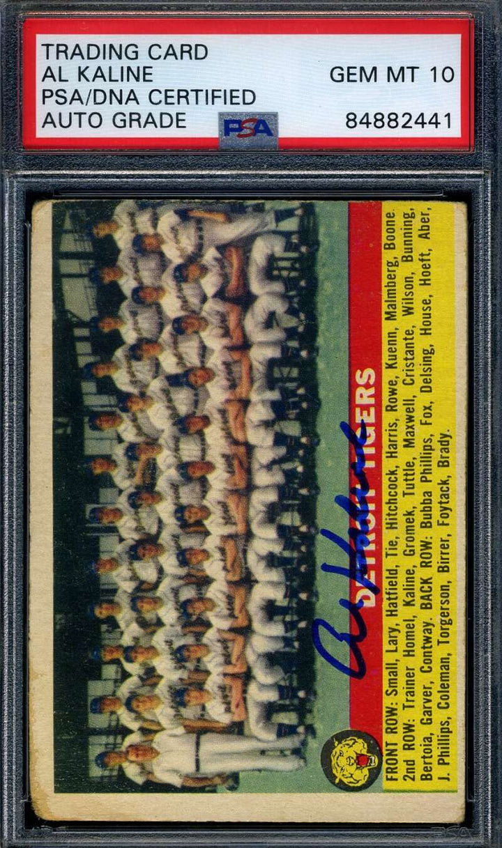 Al Kaline Gem Mint 10 PSA DNA Signed 1956 Topps Team Autograph