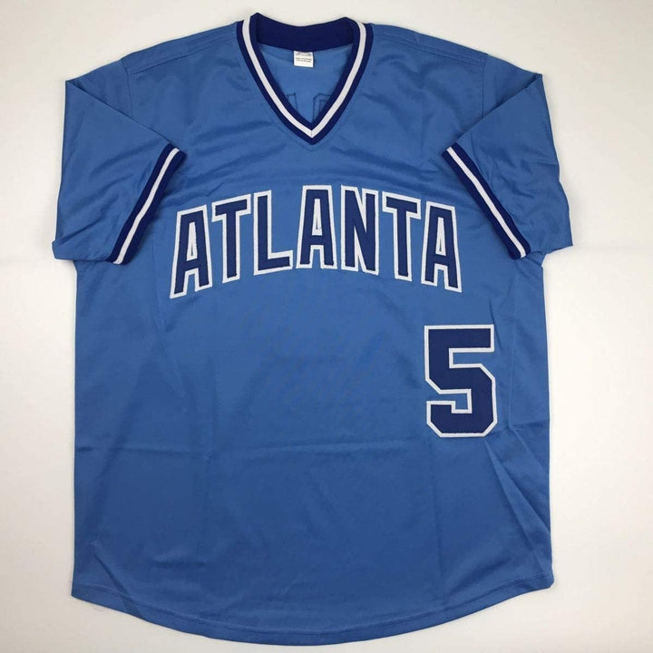 Autographed/Signed BOB HORNER Atlanta Light Blue Jersey JSA COA Auto
