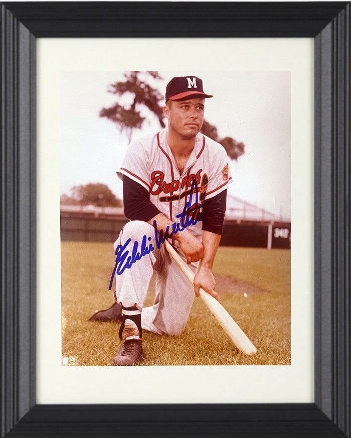 Eddie/Ed Mathews signed Milwaukee Braves MLB 8x10 Photo Framed- COA (HOF)