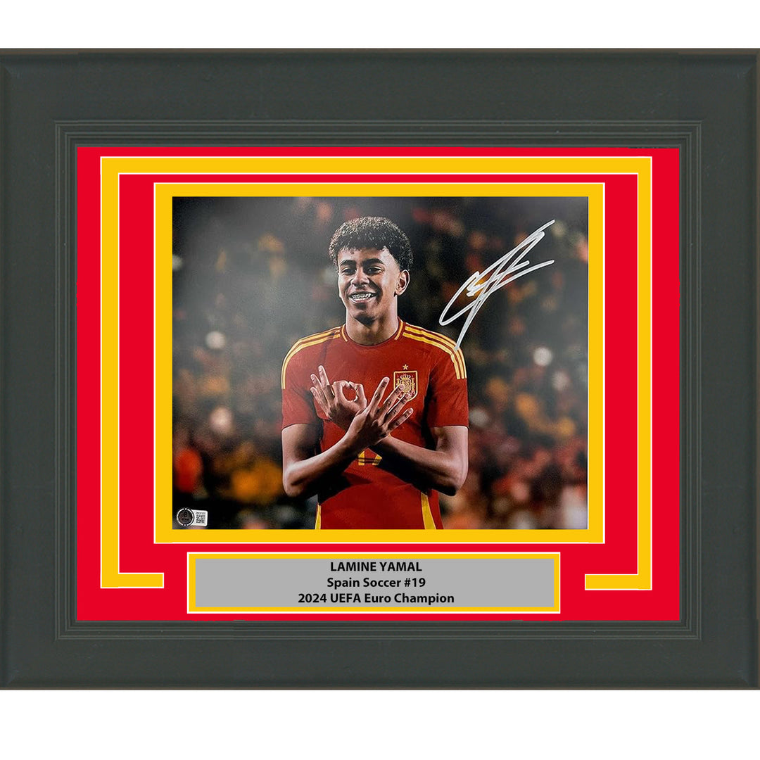 Framed Autographed/Signed Lamine Yamal Spain 11x14 Photo Beckett BAS COA #4