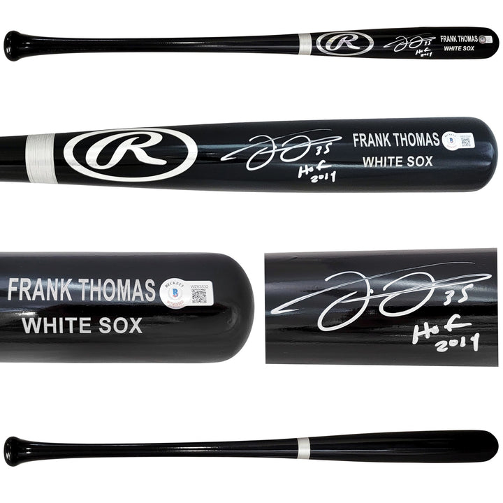 Frank Thomas Auto Black Rawlings Game Model Bat White Sox "HOF 2014" Beckett Wit