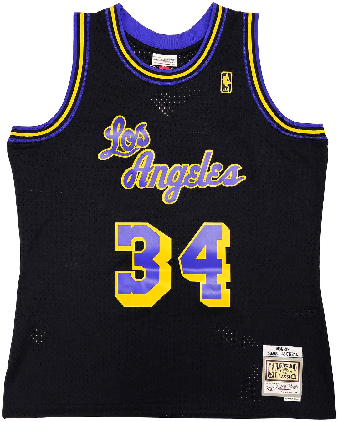 Lakers Shaquille O'Neal Auto Black Auth Mitchell Ness 1996-97 Swingman Jersey XL