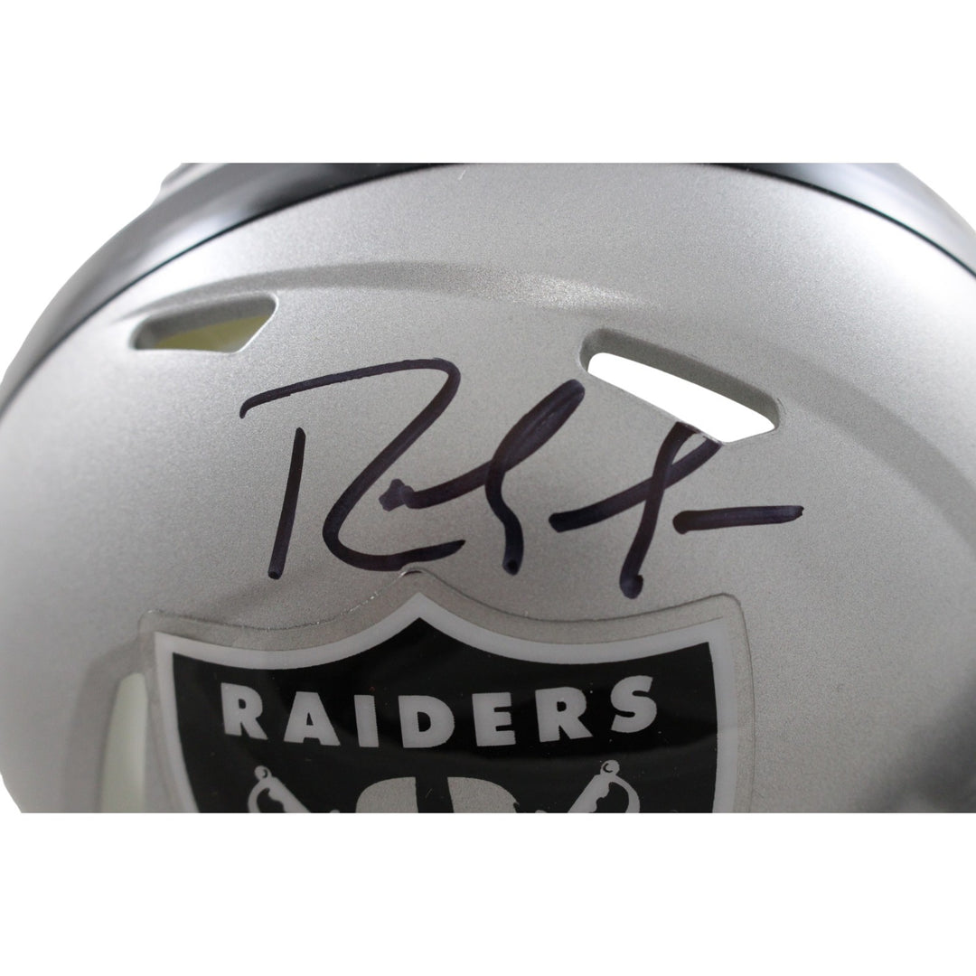 Randy Moss Autographed/Signed Oakland Raiders Mini Helmet Beckett Witness 57966