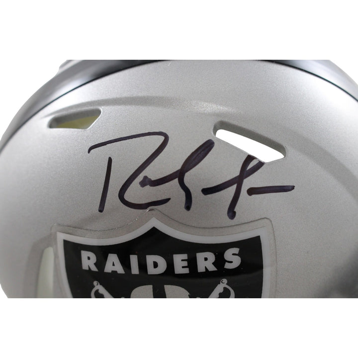 Randy Moss Autographed/Signed Oakland Raiders Mini Helmet Beckett Witness 57966