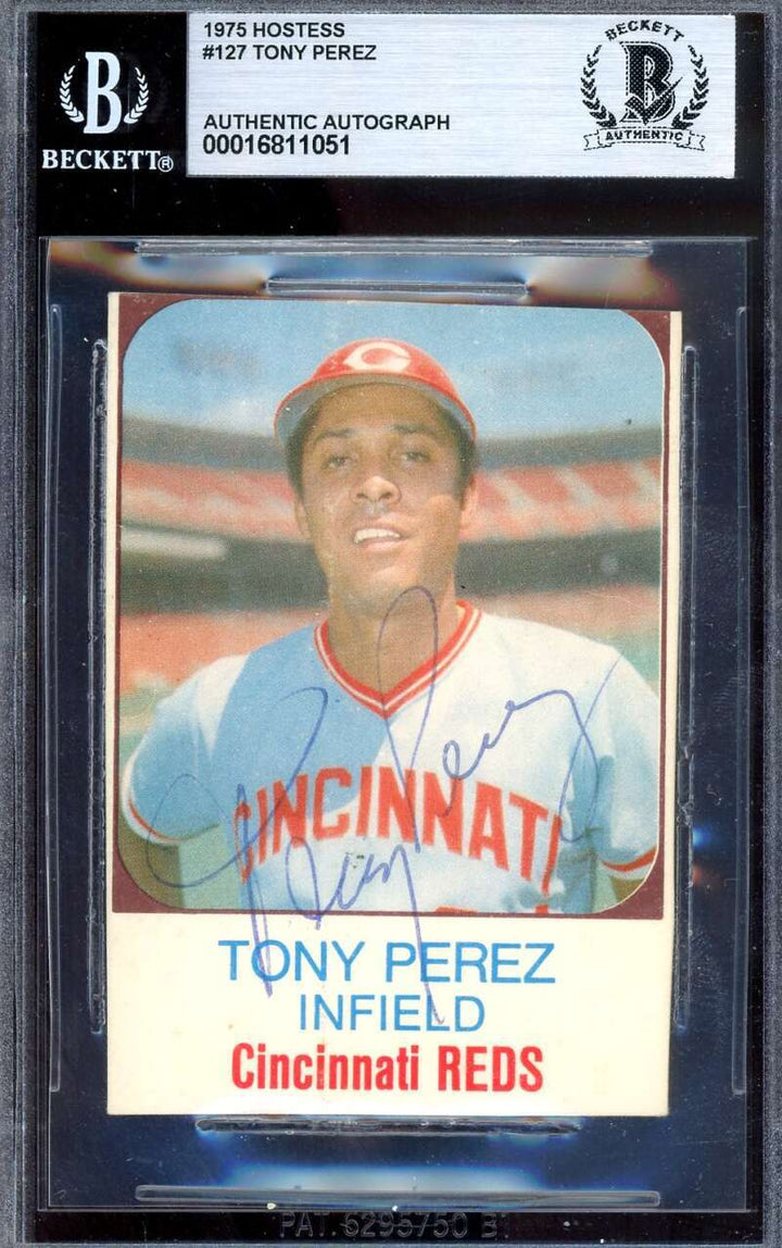 Tony Perez Beckett BAS Signed 1975 Hostess Autograph