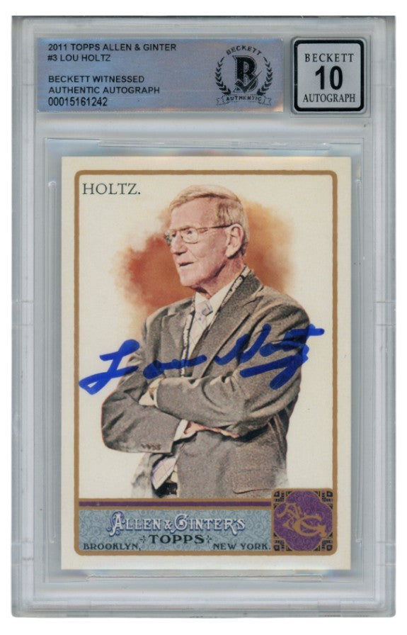 Lou Holtz Autographed/Signed 2011 Allen&Ginter 3 Trading Card Slab Beckett 52666