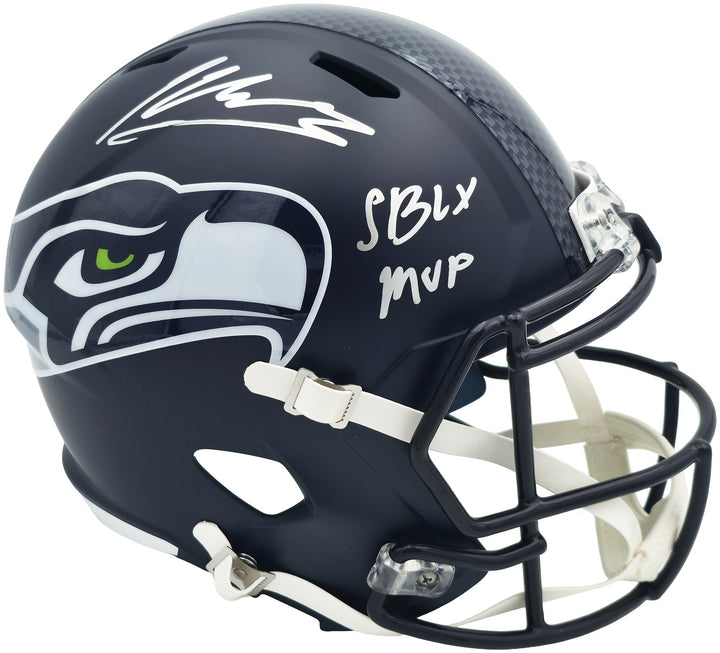 Kenneth Walker III Auto Seahawks Blue Full Sz SB LX Champions Logo Speed Rep