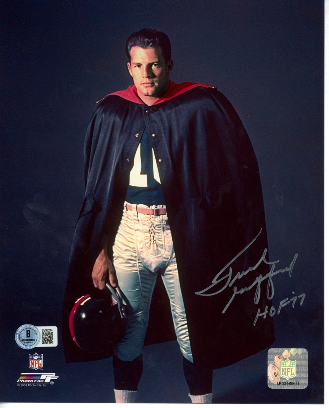 Fank Gifford Autographed/Signed New York Giants 8x10 Photo HOF Beckett 56061