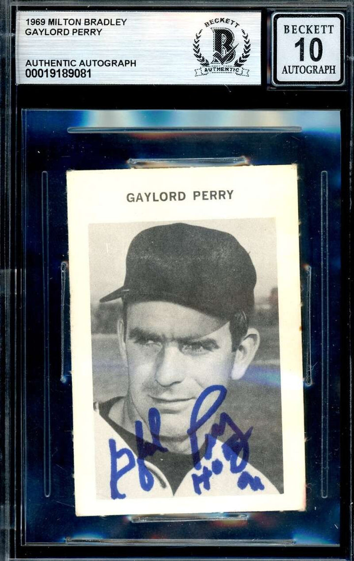 Gaylord Perry Gem Mint 10 Beckett BAS Signed 1969 Milton Bradley Autograph