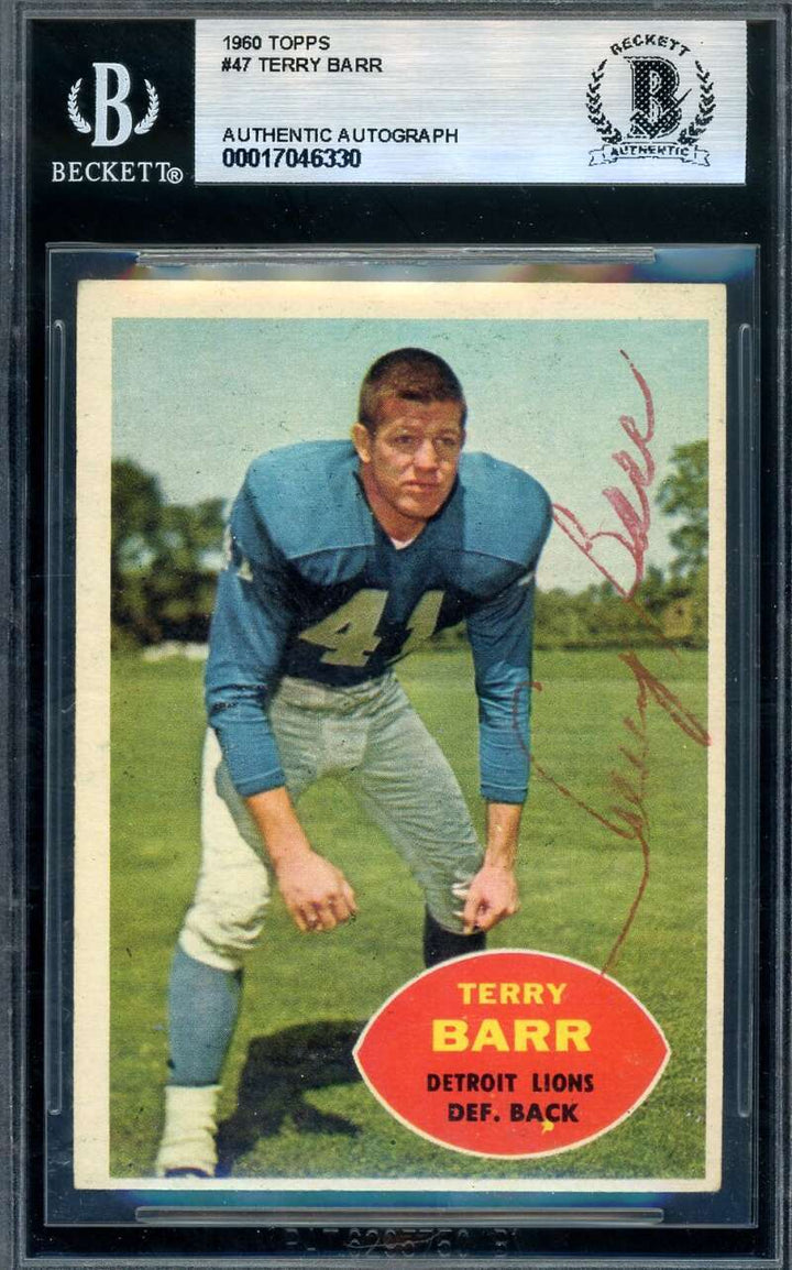 Terry Barr Beckett BAS Signed 1960 Topps Autograph