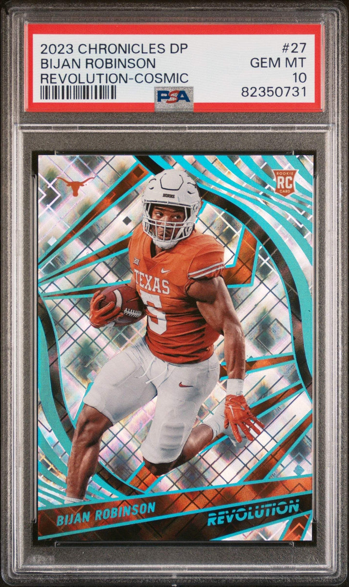 Graded 2023 Chronicles DP Bijan Robinson #27 Cosmic #/99 RC Football Card PSA 10