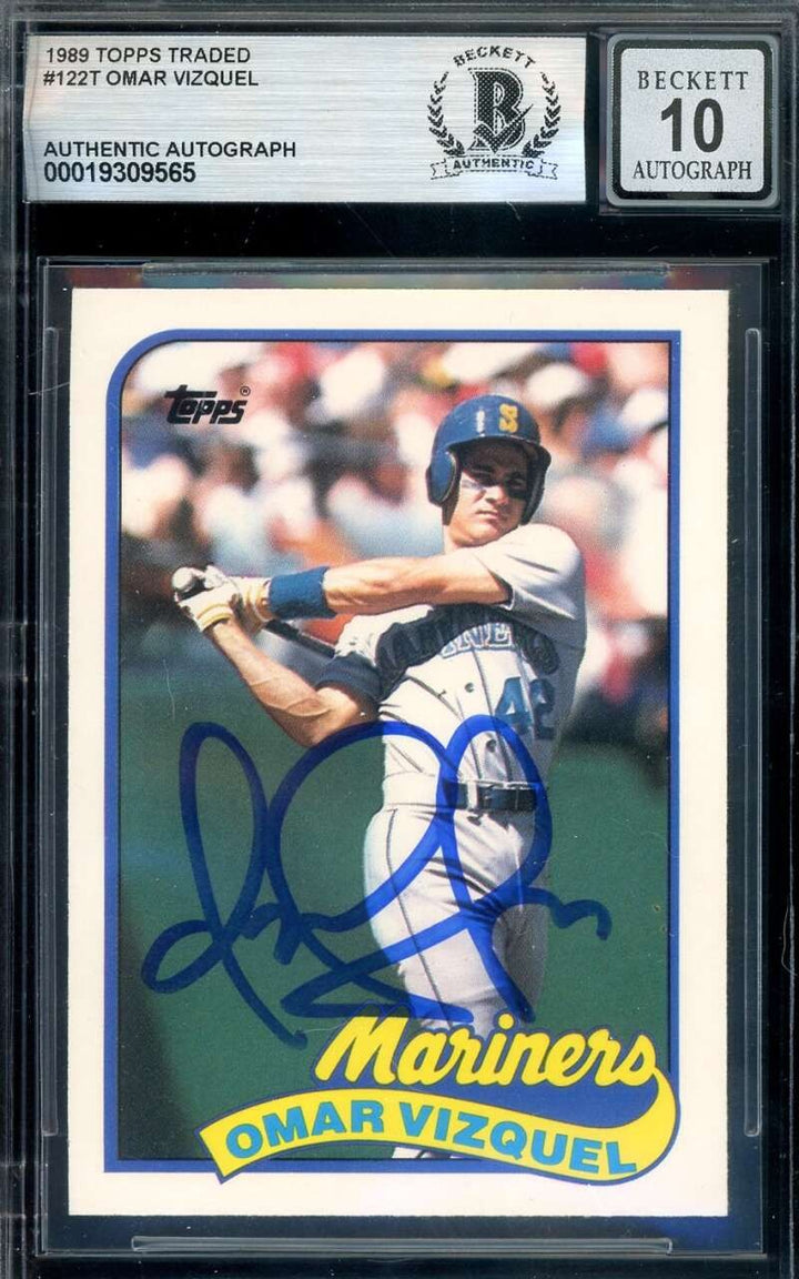 Omar Vizquel Gem Mint 10 Beckett BAS Signed 1989 Topps Traded Rookie Autograph