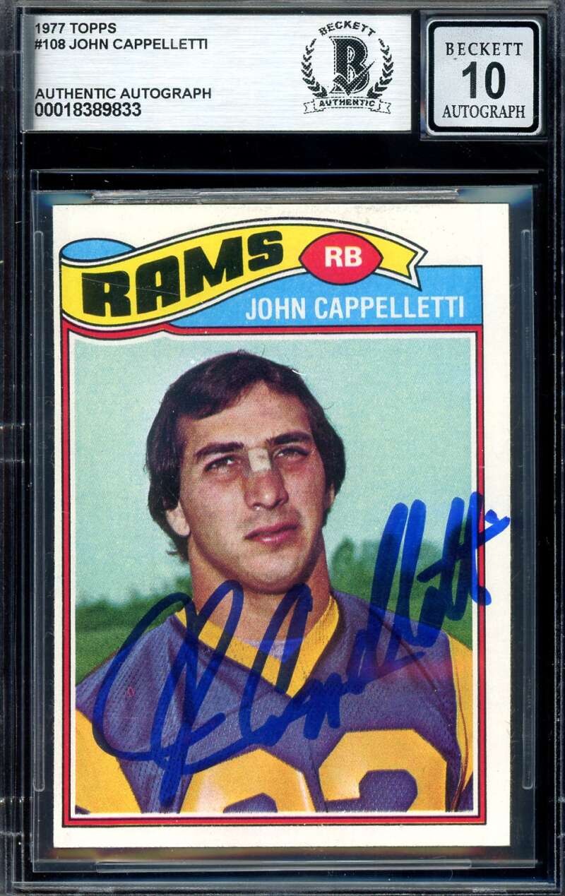 John Cappelletti Gem Mint 10 Beckett BAS Signed 1977 Topps Rookie Autographed