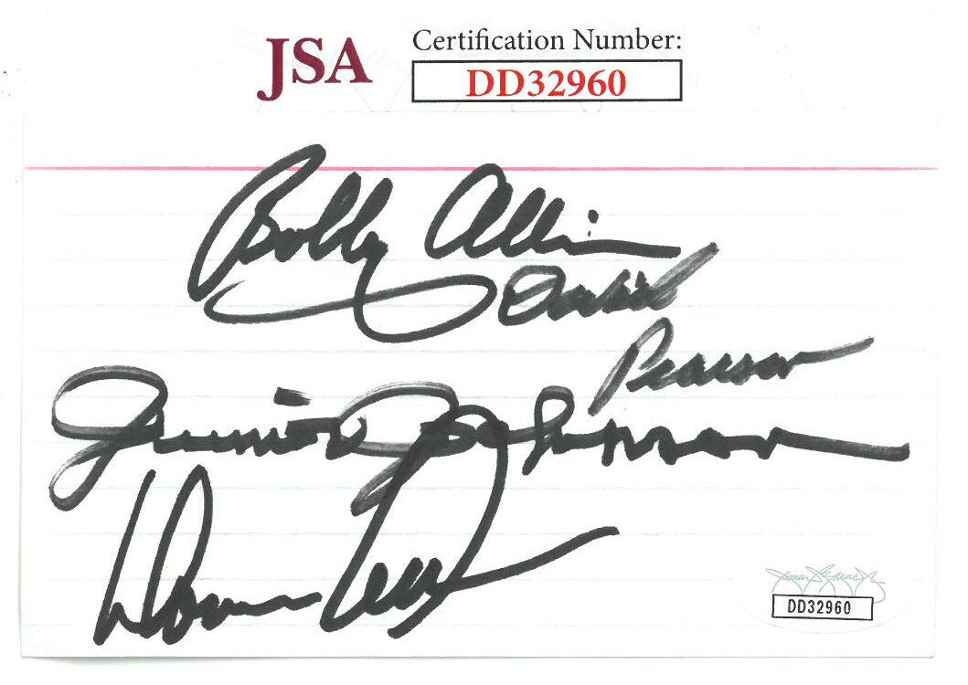 Bobby & Donnie Allison/David Pearson/Junior Johnson signed 3x5 Index Card - JSA