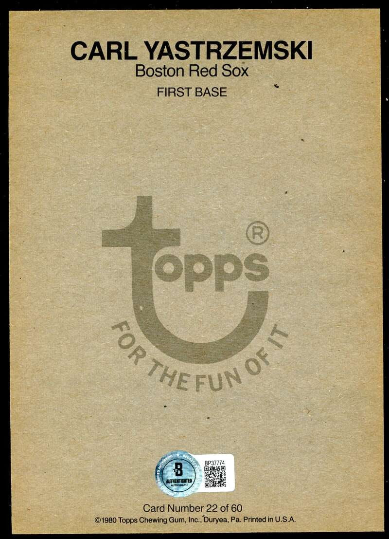 Carl Yastrzemski Beckett BAS Signed 1980 Topps Super Autograph