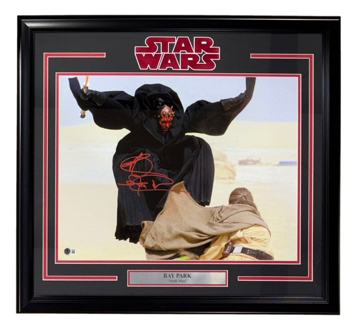 Ray Park Signed Framed 16x20 Star Wars Darth Maul Action Photo BAS