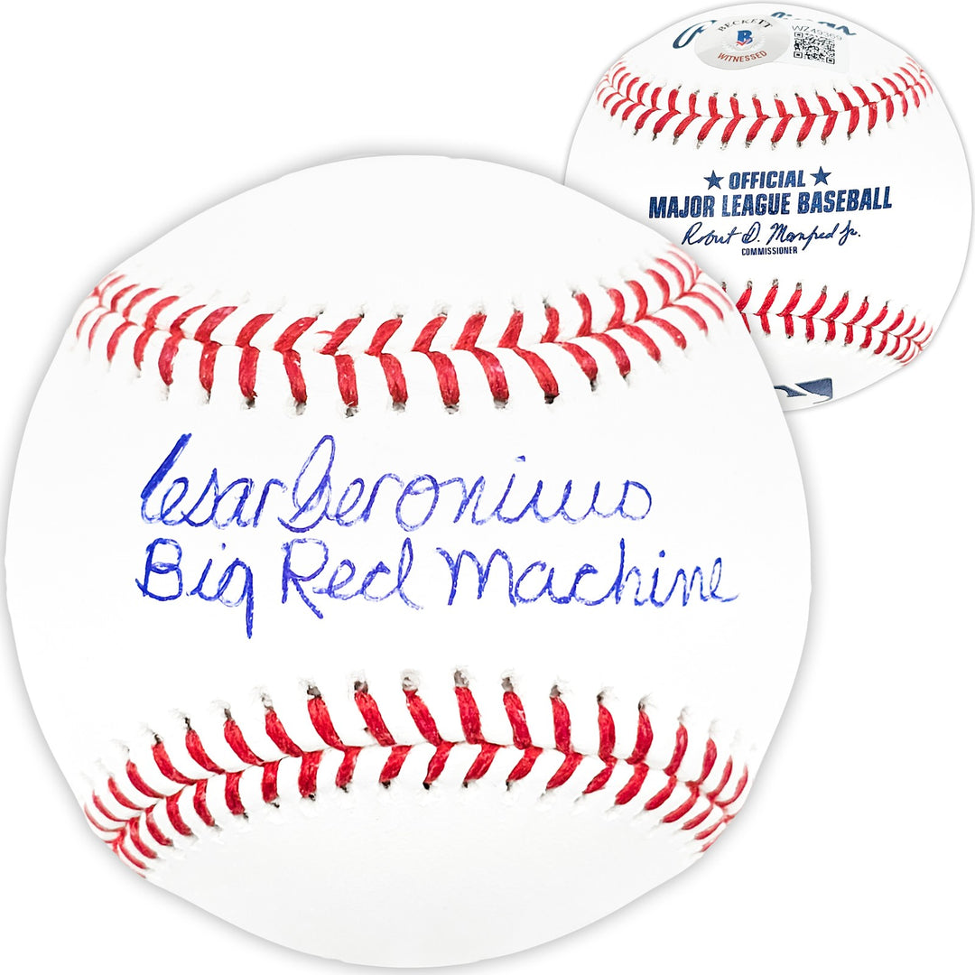 Cesar Geronimo Signed MLB Baseball Cincinnati Reds "Big Red Machine" Beckett Wit