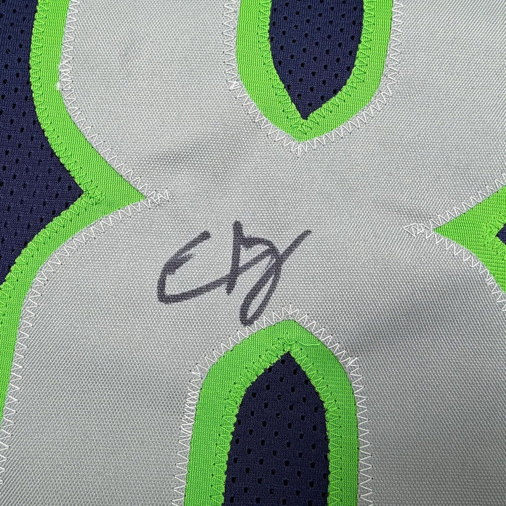 Framed Autographed Elijah Arroyo 35x39 Seattle Navy Blue Football Jersey JSA COA