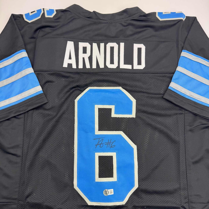 Autographed/Signed Terrion Arnold Detroit Black Jersey Beckett BAS COA