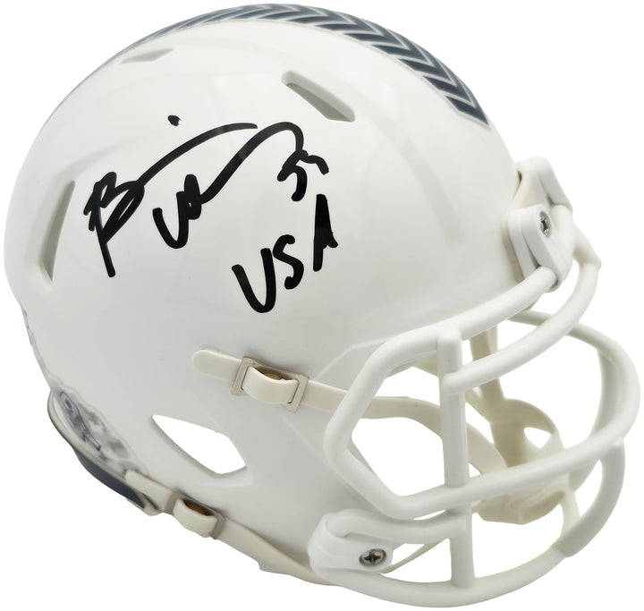 Brian Urlacher Auto Bears White Salute To Service Speed Mini Helmet USA Beckett