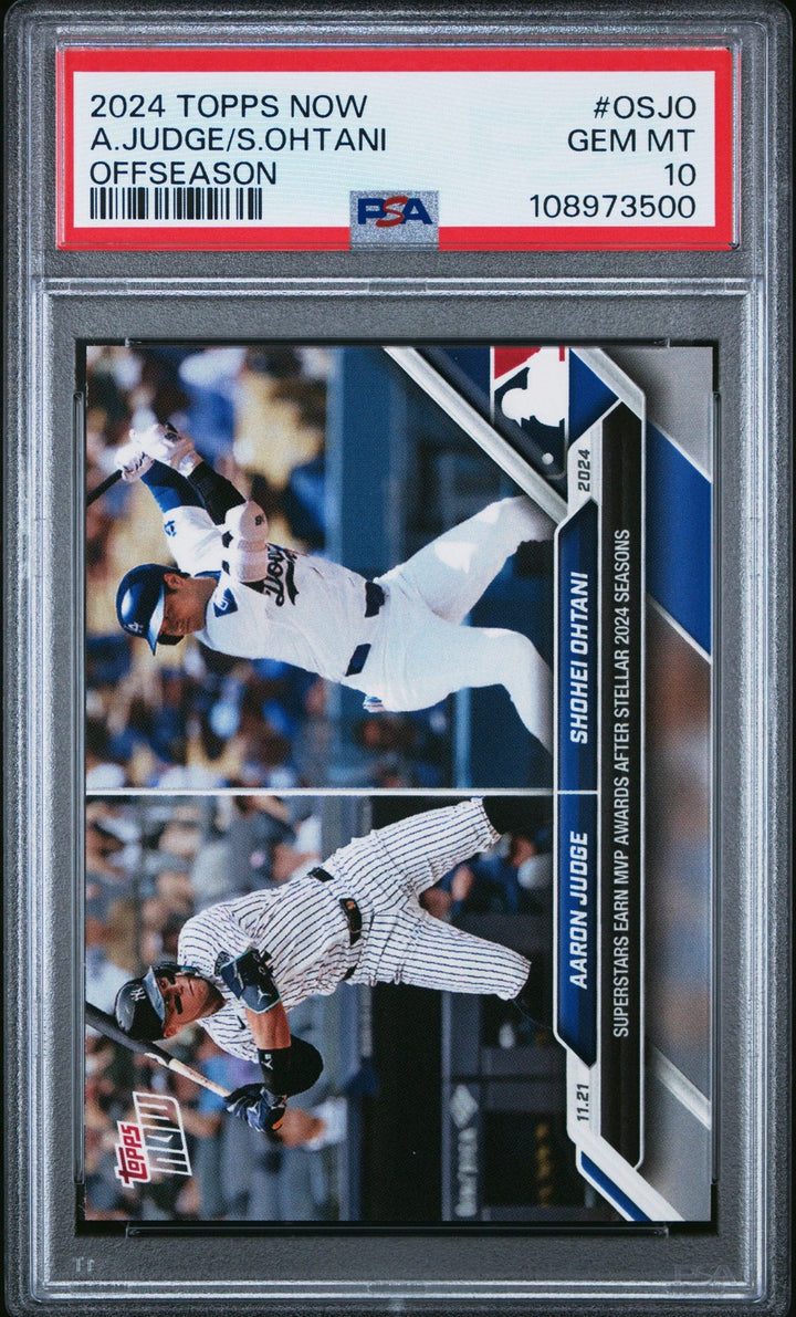 Graded 2024 Topps Now Aaron Judge/Shohei Ohtani #OSJO Baseball Card PSA 10 Gem