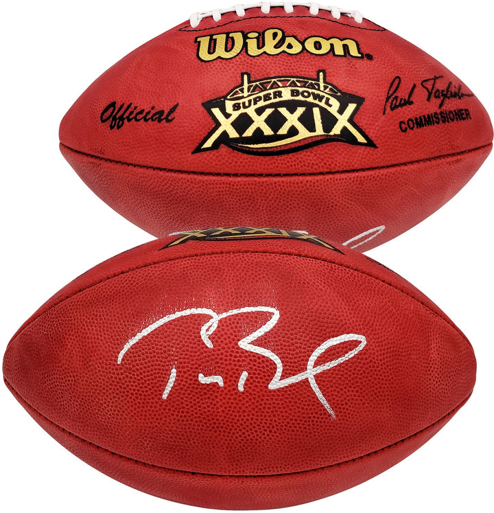 Tom Brady Auto Official NFL Leather SB XXXIX Logo Football Patriots Fanatics