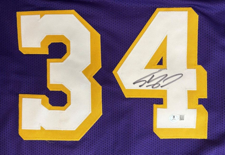 Shaquille O'Neal Los Angeles Signed Purple Basketball Jersey BAS