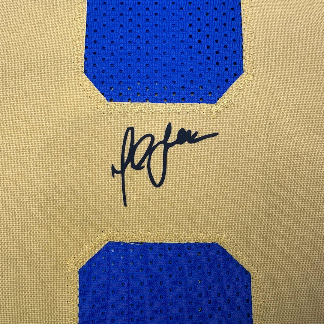 Framed Facsimile Autographed Marshall Faulk 35x39 St. Louis Blue Reprint Jersey