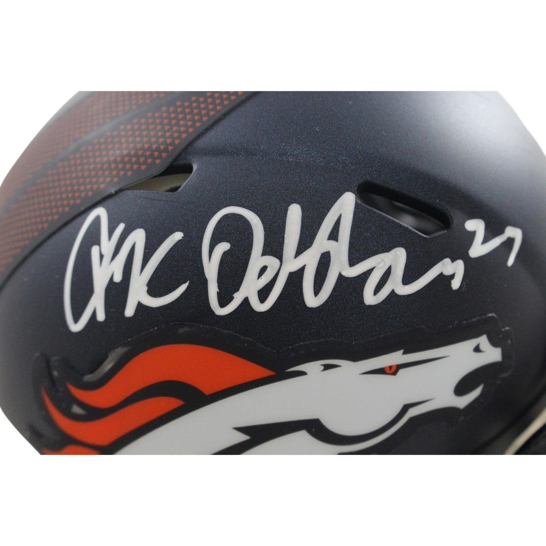 JK Dobbins Autogrraphed/Signed Denver Broncos Speed Mini Helmet JSA 57169