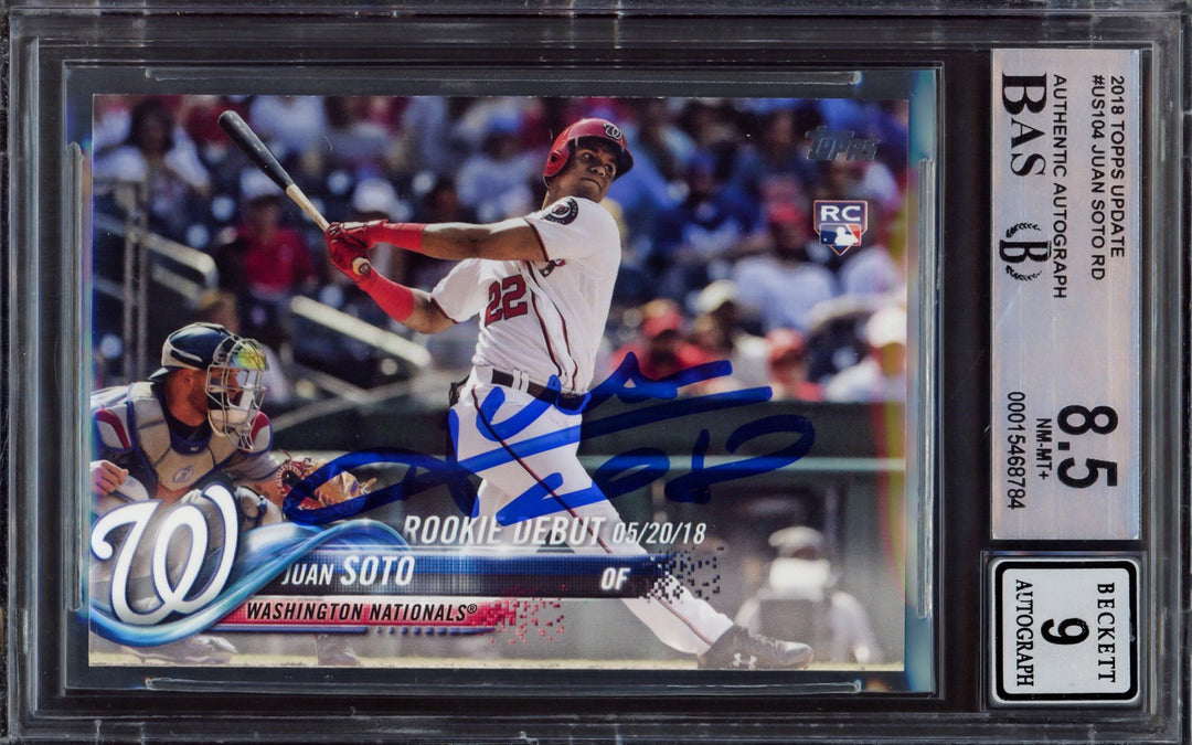Juan Soto Signed 2018 Topps Update RC US104 Mets BGS 8.5 Auto Mint 9 Beckett