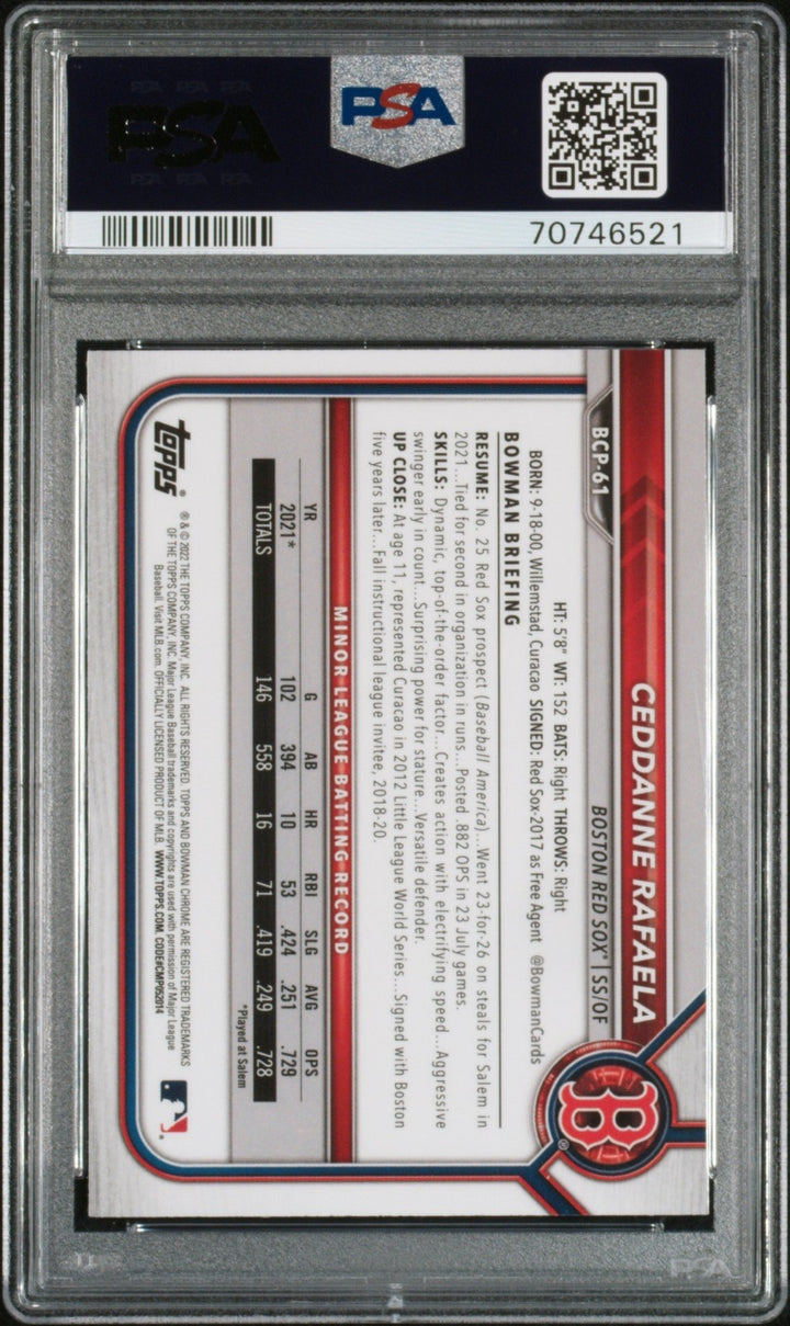 Graded 2022 Bowman Mega Box Ceddanne Rafaela #BCP61 Rookie Card PSA 10