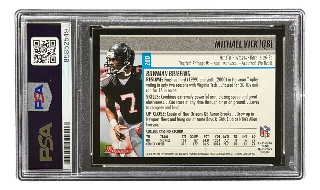 Michael Vick Signed 2001 Bowman #200 Atlanta Falcons Rookie Card PSA/DNA